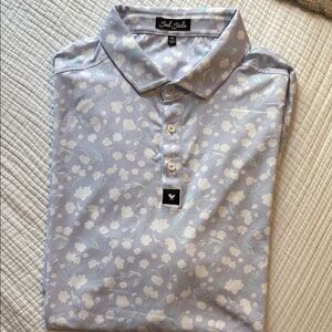 Bad Birdie Blue Polo Shirt with Elegant Floral Design
